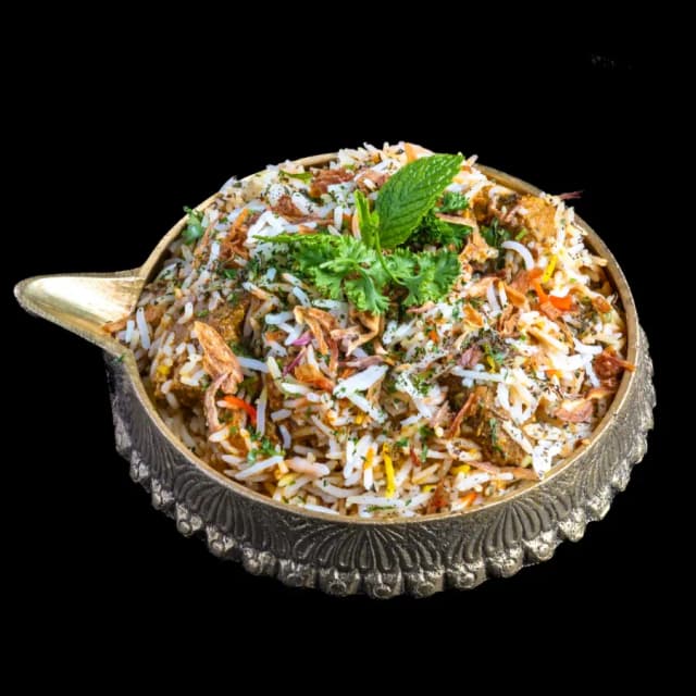Hyderabadi biryani with saffron rice at Sula Main Street