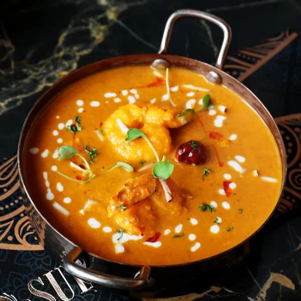 Indian prawn dish at Sula Commercial Drive