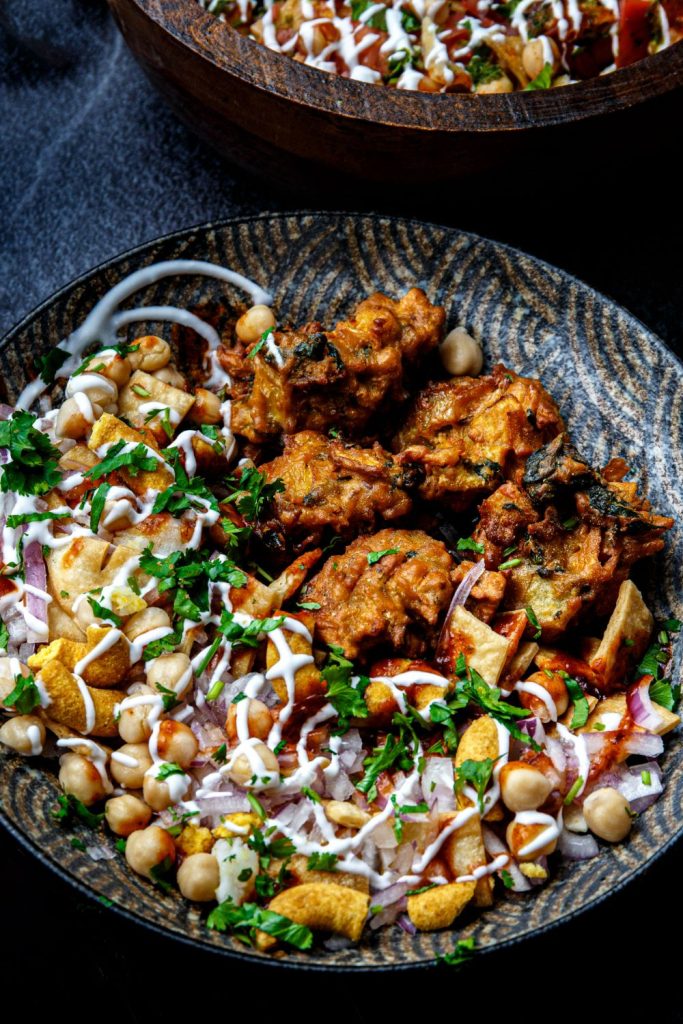 Crispy Pakora Chaat, a vibrant Indian street food