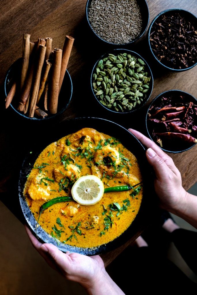 Authentic Prawn Goan Curry at Sula Authentic Prawn Goan Curry, a coastal Indian seafood dish.
