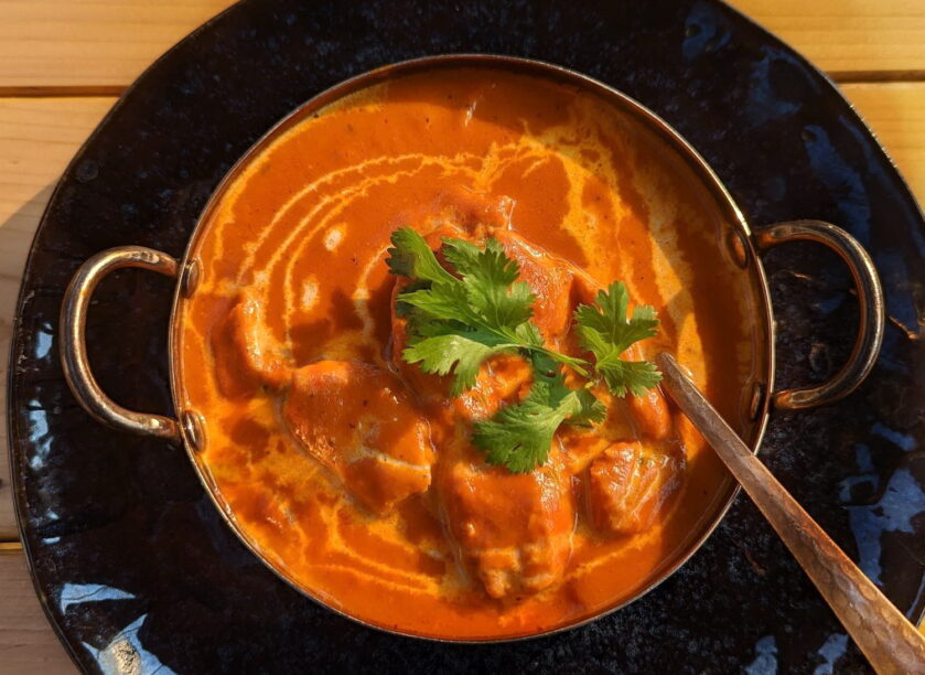 butter chicken served at sula indian restaurant in vancouver