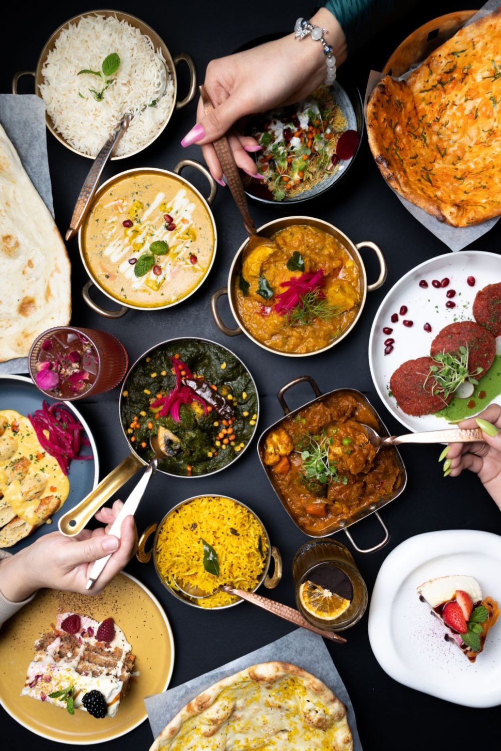 Indian-food-restaurants-near-me Selection of authentic Indian dishes on a table.