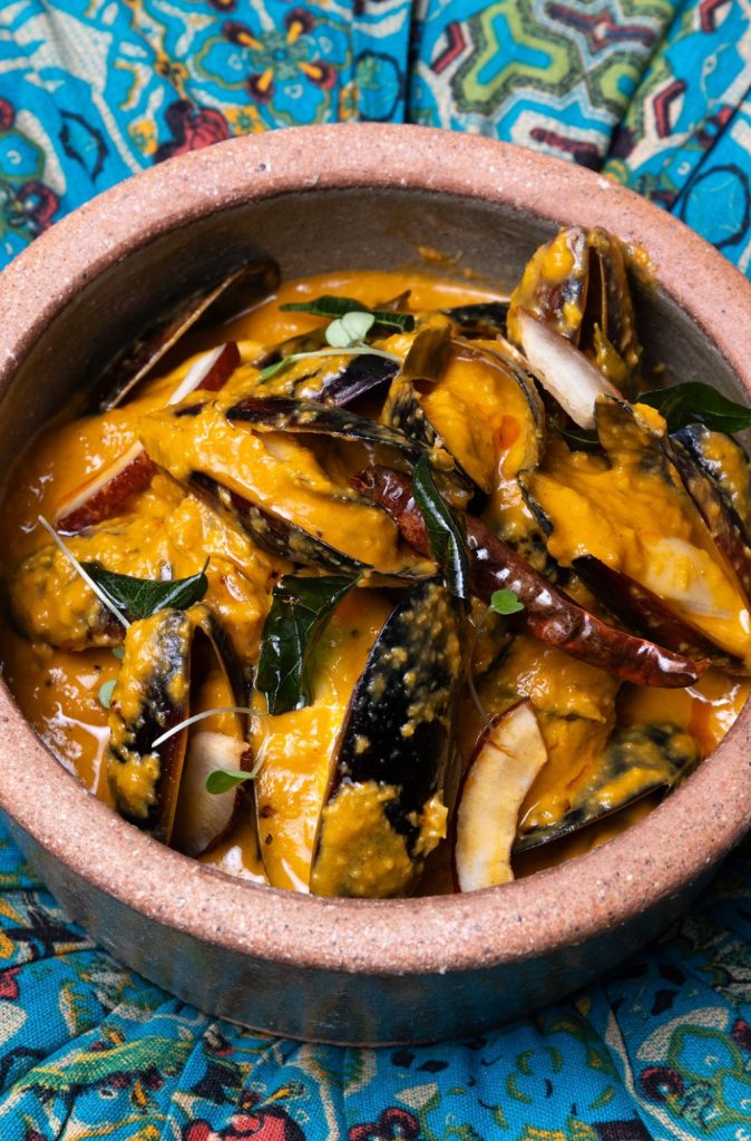 Vancouver-indian-restaurant Curried mussels served at Sula Indian Restaurant
