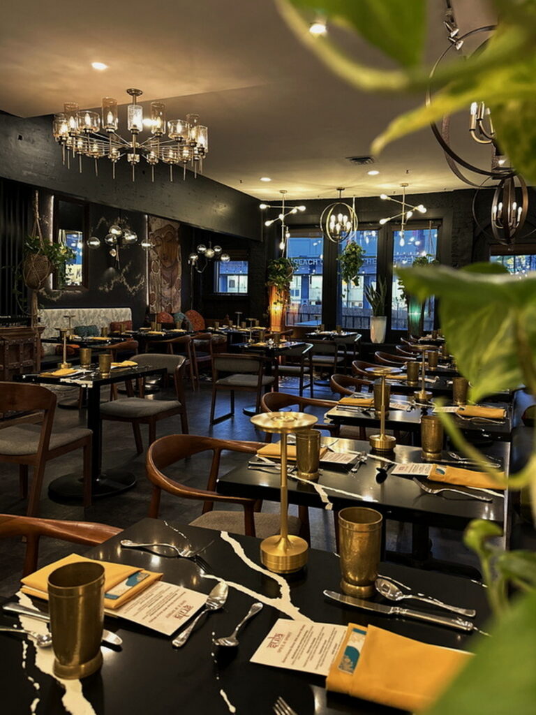 Interior of Sula Indian Restaurant on Commercial Drive, Vancouver.