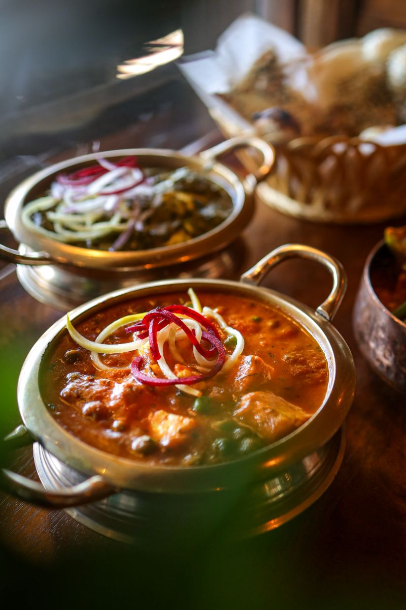 Green pea paneer curry for indian lunch Sula Indian Restaurant Vancouver