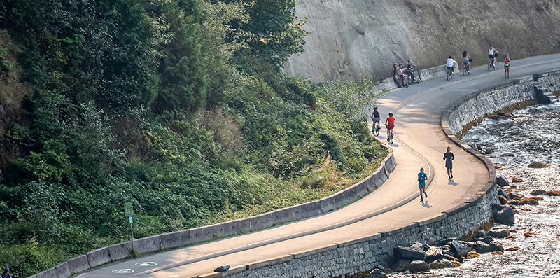 Stanley park seawall bike ride Sula Indian Restaurant Vancouver