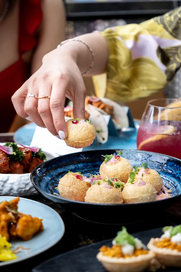 Pani puri and chaat appetizers at Sula happy hour in Vancouver